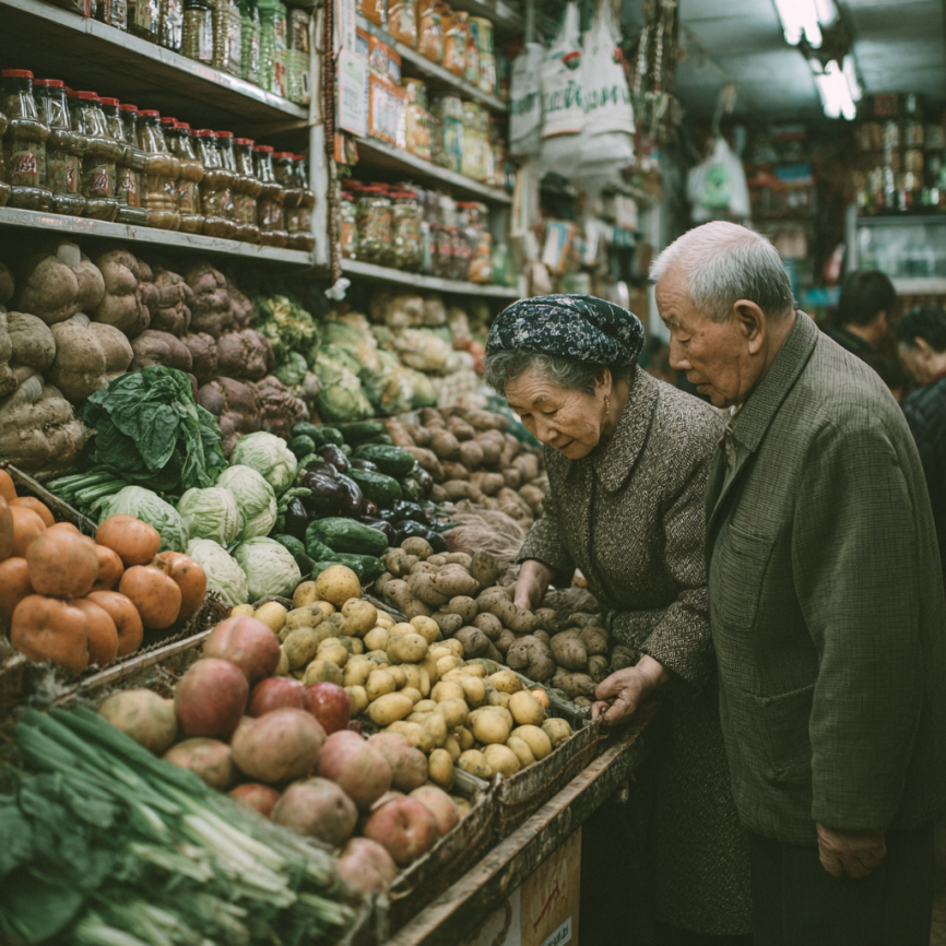 Katta yoshdagi juft sog'lom ovqat bilan baxtli hayot kechirmoqda